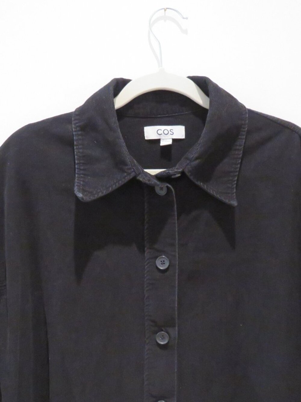 COS Corduroy Shirt Midi Dress Black US 12 Minimalist Quiet Luxury 90s Oversized - Picture 4 of 14